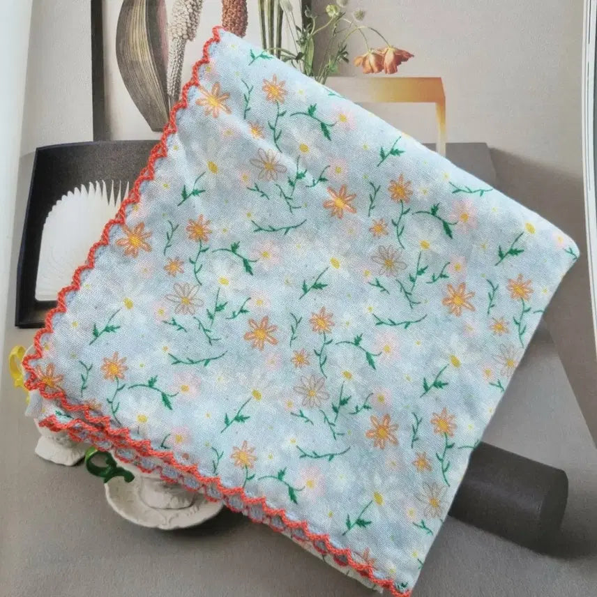 [BUNJANG] Floral Handkerchief Scarf Set / 꽃무늬 손수건스카프 2개 세트 (하늘/핑크)