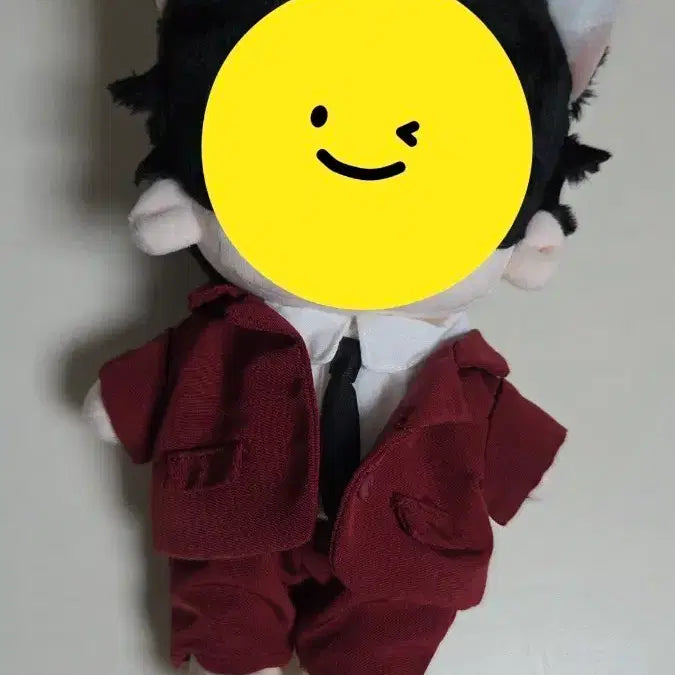 [BUNJANG] 20cm Cotton Doll Suit Burgundy 4-Piece Set / 20cm 솜깅 옷 무속성 솜인형 인형옷 정장