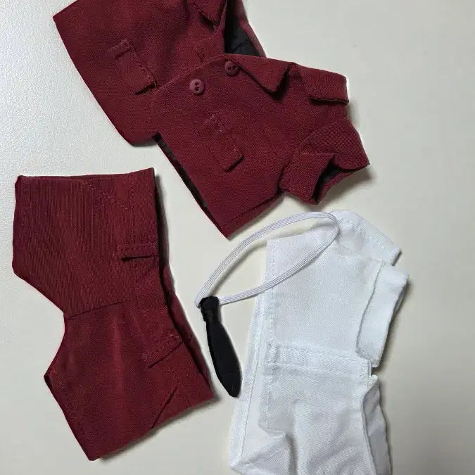 [BUNJANG] 20cm Cotton Doll Suit Burgundy 4-Piece Set / 20cm 솜깅 옷 무속성 솜인형 인형옷 정장