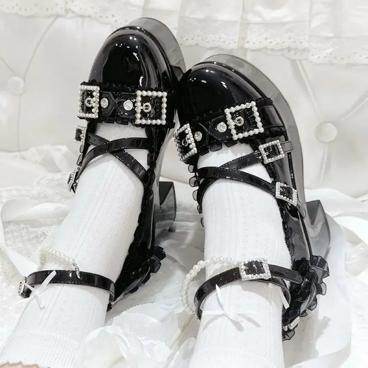 [BUNJANG] Lolita Jirai Kei Icedrop Platform High Heels / 전학생 로리타 지뢰계 하이힐 아이스드롭 플랫폼슈즈 구두(3컬러)