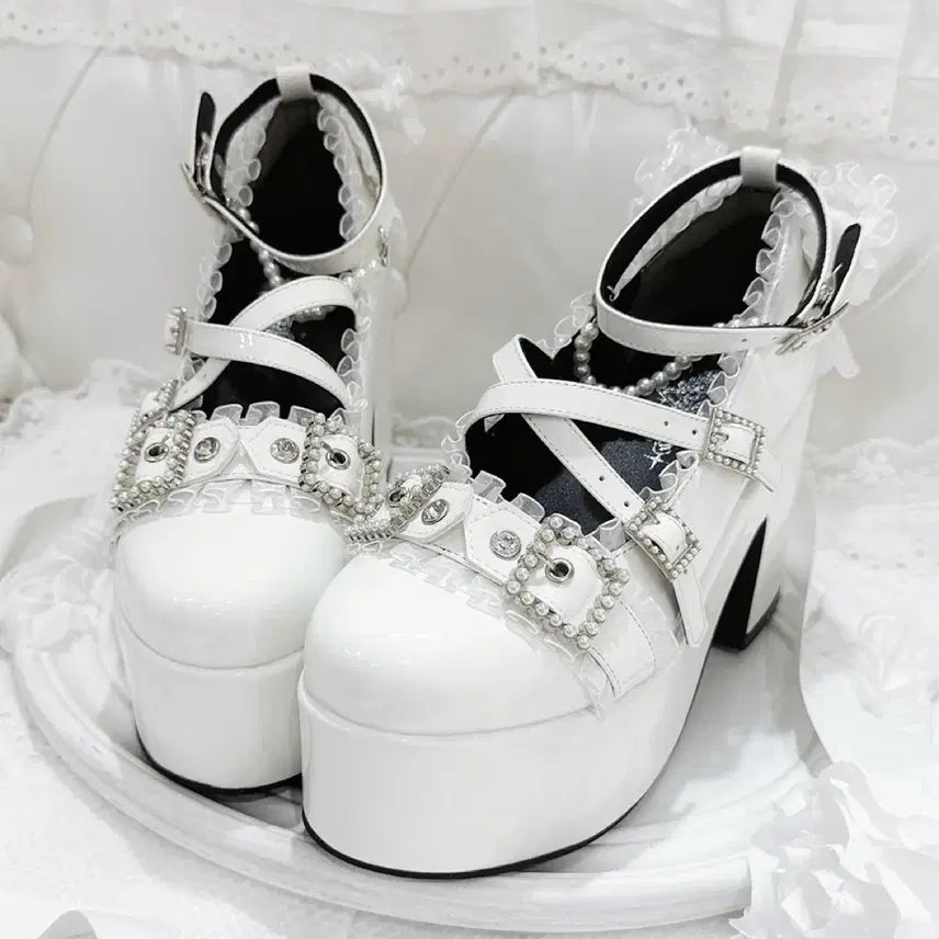 [BUNJANG] Lolita Jirai Kei Icedrop Platform High Heels / 전학생 로리타 지뢰계 하이힐 아이스드롭 플랫폼슈즈 구두(3컬러)