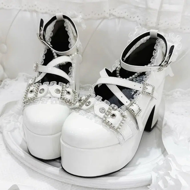 [BUNJANG] Lolita Jirai Kei Icedrop Platform High Heels / 전학생 로리타 지뢰계 하이힐 아이스드롭 플랫폼슈즈 구두(3컬러)