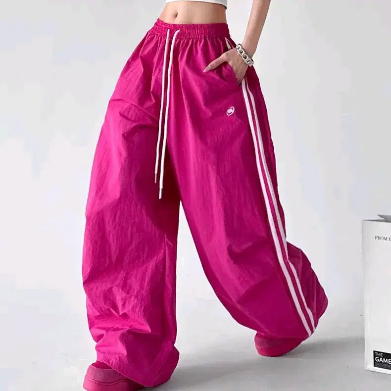 [BUNJANG] Hot Pink Y2K Wide Leg Track Pants / 핫핑크 트랙팬츠 와이드팬츠 트레이닝바지 핑크바지 핑크팬츠 y2k