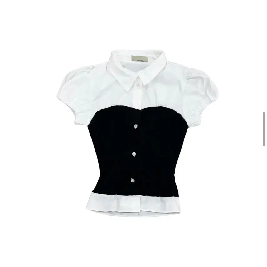 [BUNJANG] The Air Town myaco bl Layered Short Sleeve Blouse / 디에어타운 myaco bl 레이어드 반팔 블라우스