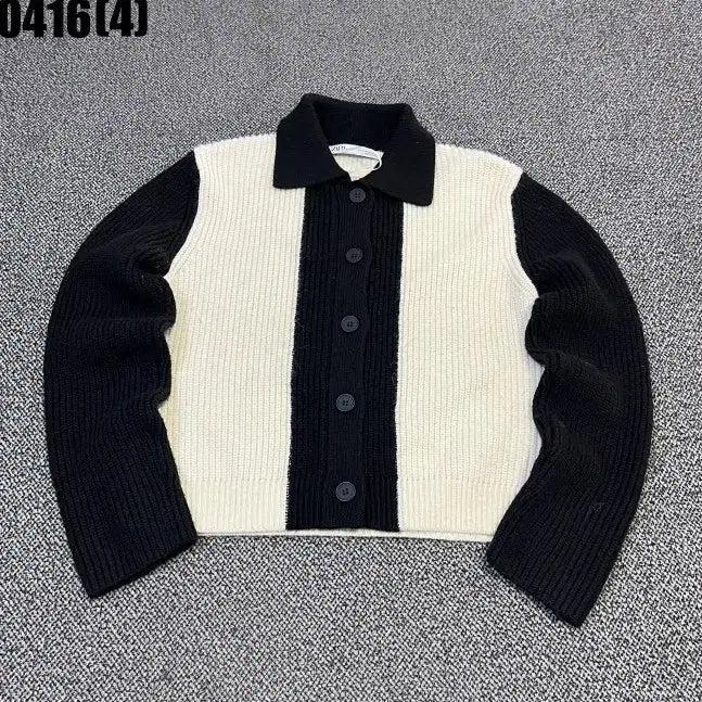 [BUNJANG] ZARA Black and Ivory Color Block Cardigan / M 자라 블랙/아이보리 배색 가디건 0416(4)