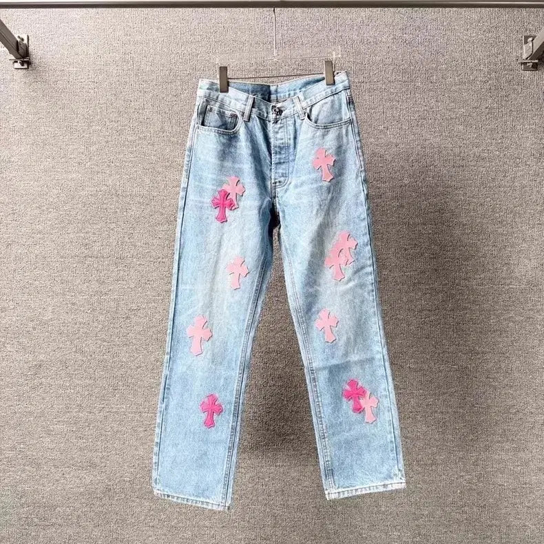 [BUNJANG] Chrome Hearts Double Cross Logo Vintage Denim Jeans / 크롬하츠 데님 바지 청바지 더블십자로고 스몰로고 빈티지 남녀공용 봄