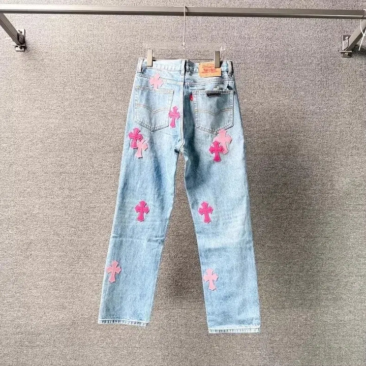 [BUNJANG] Chrome Hearts Double Cross Logo Vintage Denim Jeans / 크롬하츠 데님 바지 청바지 더블십자로고 스몰로고 빈티지 남녀공용 봄