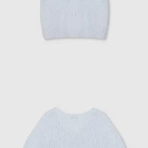 [BUNJANG] Hawa Momo Plume Knit Top (Air Blue) / 하와 26ss 모모 플룸 니트 (에어블루) 브이넥 반팔부클니트 날개사 탑