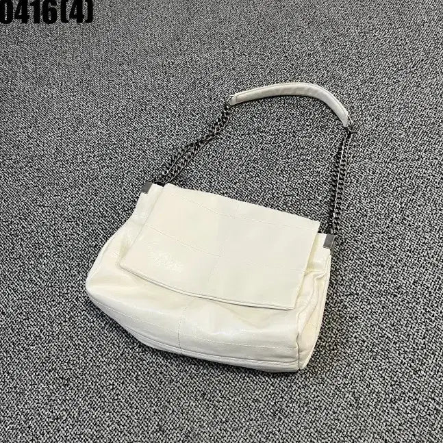 [BUNJANG] ZARA White Leather Chain Shoulder Bag / 자라 화이트 레더 체인 숄더백 0416(4)
