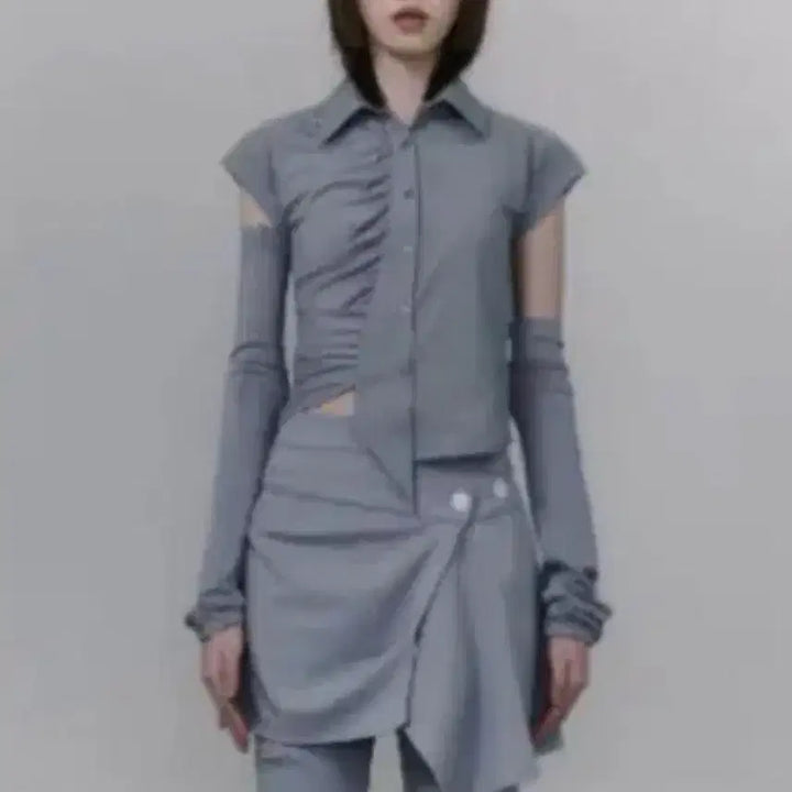[BUNJANG] OJOS Gray Sleeve Warmer Shirt / 오호스 OJOS 캡 슬리브 워머 셔츠 그레이