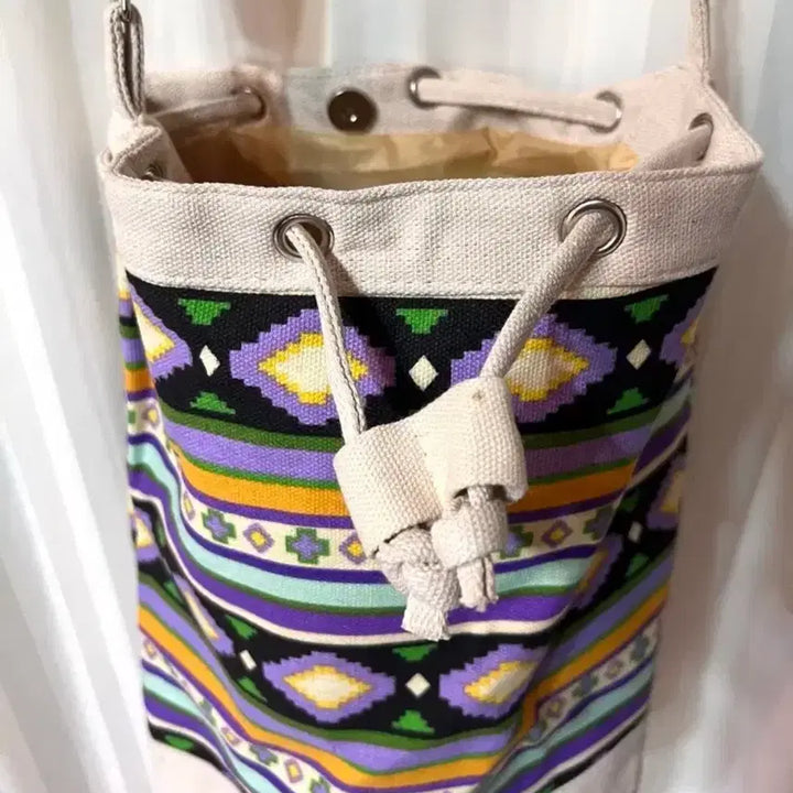 [BUNJANG] Ethnic Pattern Drawstring Shoulder Bag / (새상품) 에스닉 패턴 드로우스트링 숄더백 가방
