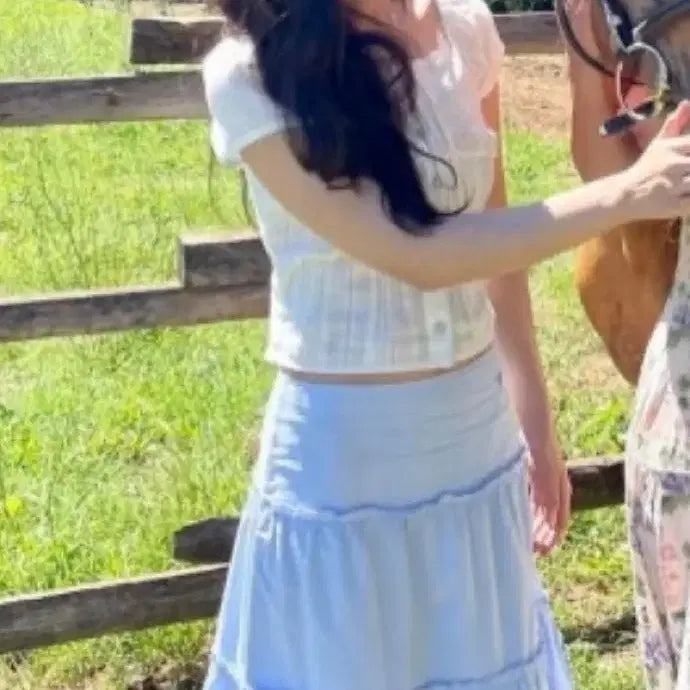 [BUNJANG] Rola Rola Jennie Frill Long Skirt / 로라로라 프릴 롱 스커트 (제니 착용)