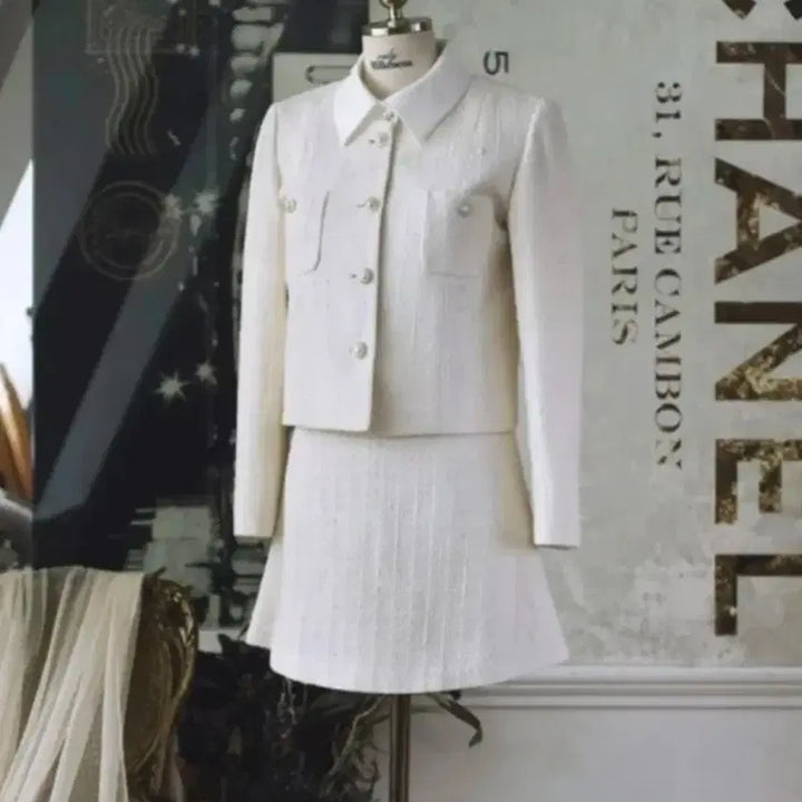 [BUNJANG] Milkcocoa Amelie Line Classic White Tweed Skirt / 밀크코코아 아멜리라인 클래식 화이트 트위드스커트