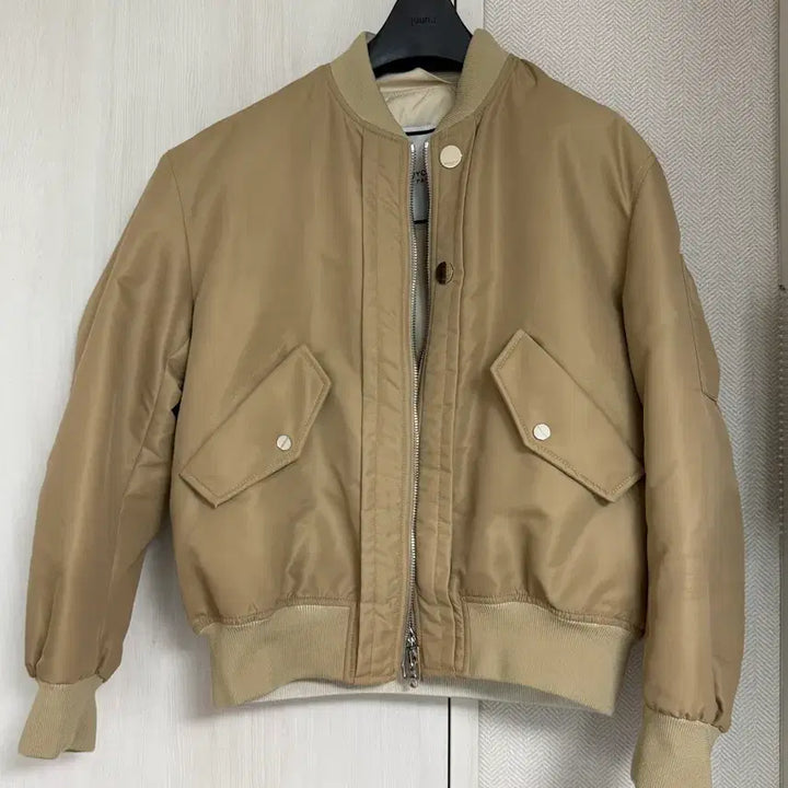 [BUNJANG] Wooyoungmi Back Logo MA-1 Bomber Jacket Beige / (46) 우영미 백로고 마원 점퍼 베이지