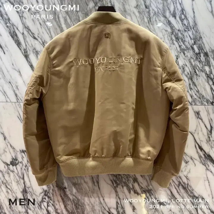 [BUNJANG] Wooyoungmi Back Logo MA-1 Bomber Jacket Beige / (46) 우영미 백로고 마원 점퍼 베이지