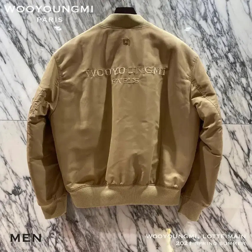 [BUNJANG] Wooyoungmi Back Logo MA-1 Bomber Jacket Beige / (46) 우영미 백로고 마원 점퍼 베이지