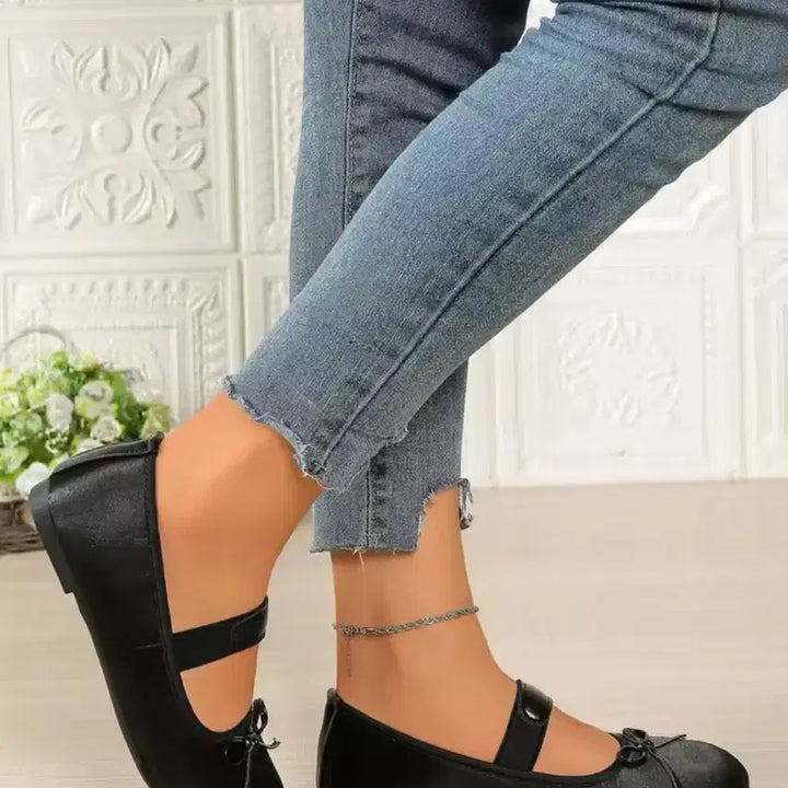 [BUNJANG] Black Strap Flat Shoes Size 255 / 블랙 스트랩 플랫슈즈 255