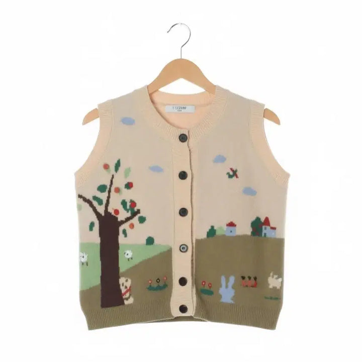 [BUNJANG] Recob Unique Beige Button Knit Vest / 레코브 유니크 베이지 버튼 니트조끼/베스트