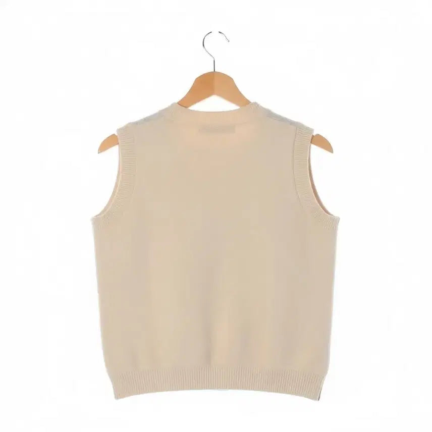 [BUNJANG] Recob Unique Beige Button Knit Vest / 레코브 유니크 베이지 버튼 니트조끼/베스트