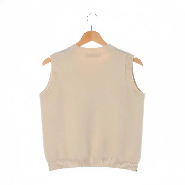 [BUNJANG] Recob Unique Beige Button Knit Vest / 레코브 유니크 베이지 버튼 니트조끼/베스트