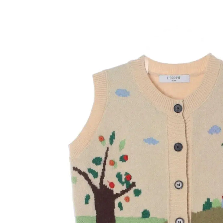 [BUNJANG] Recob Unique Beige Button Knit Vest / 레코브 유니크 베이지 버튼 니트조끼/베스트