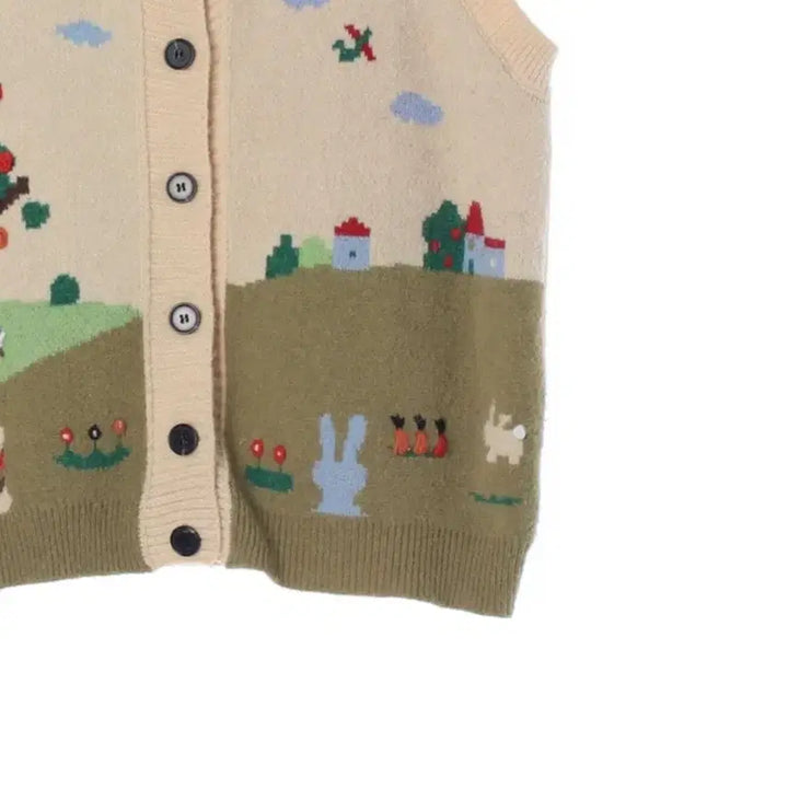 [BUNJANG] Recob Unique Beige Button Knit Vest / 레코브 유니크 베이지 버튼 니트조끼/베스트