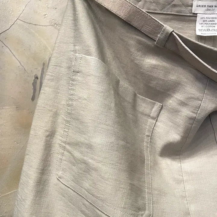 [BUNJANG] Dresvan Norton Leather Belted Linen Skirt / 드리스반 노튼 레더 벨티드 린넨 홈방 골반 스커트 66골반