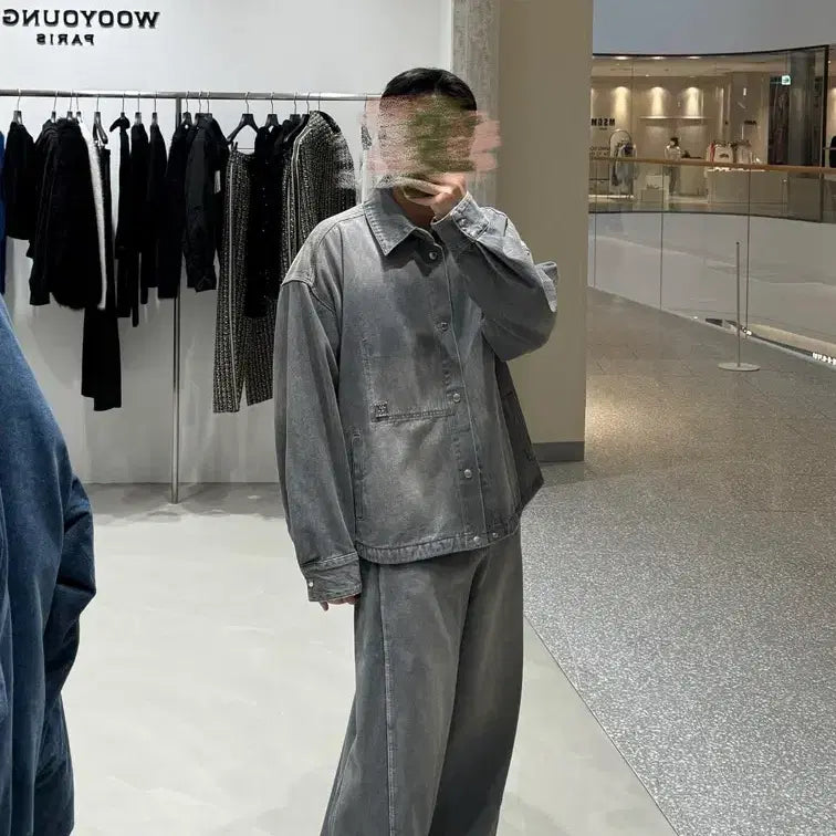 [SOLD OUT] (46) 24fw 우영미 그레이 투턱 와이드 데님 팬츠