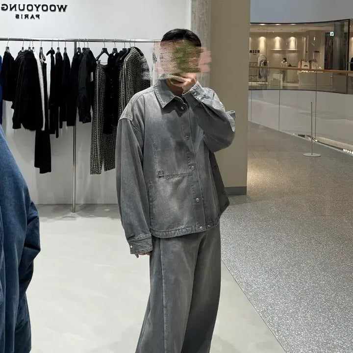 [SOLD OUT] (46) 24fw 우영미 그레이 투턱 와이드 데님 팬츠