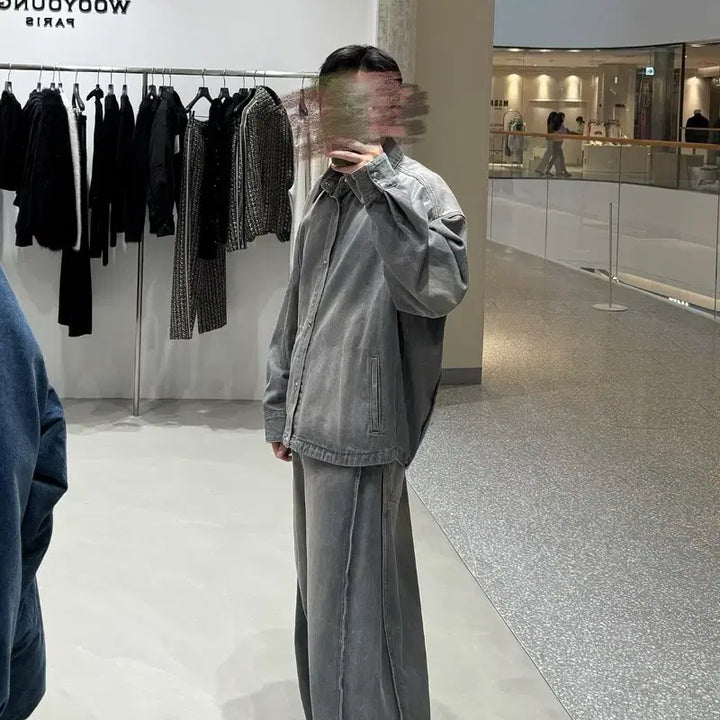 [SOLD OUT] (46) 24fw 우영미 그레이 투턱 와이드 데님 팬츠