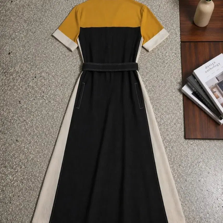 [SOLD OUT] 시원한 아이스 배색 브이넥 원피스