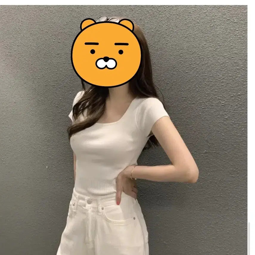 [BUNJANG] Square Neck Short Sleeve Knit T-shirts / [새상품]스퀘어넥 반팔 니트 티셔츠(4컬러,장당2만, 4장7만)