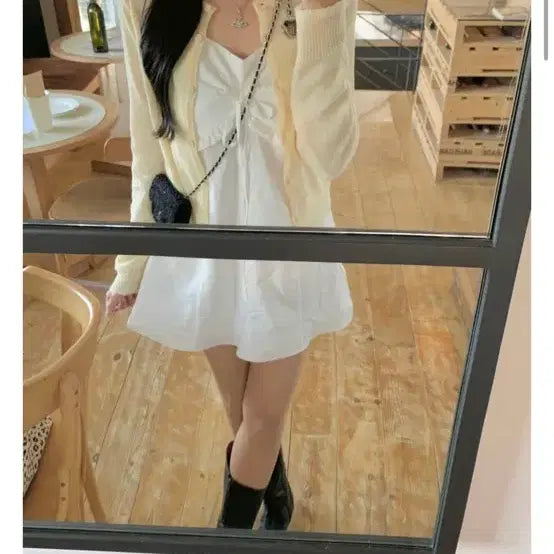[SOLD OUT] 루앤메리 리본 끈나시 미니 원피스