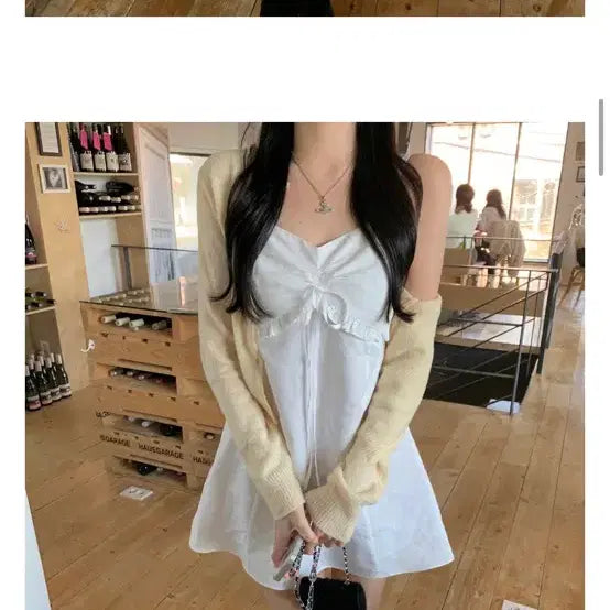 [SOLD OUT] 루앤메리 리본 끈나시 미니 원피스