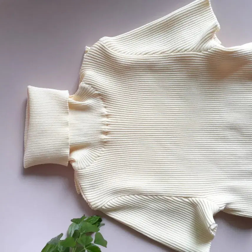 [BUNJANG] System Butter Yellow Ribbed Short-Sleeve Top / 한섬 시스템 골지 반팔 티 버터옐로