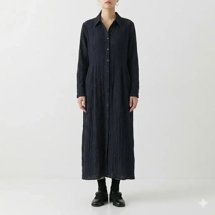 [BUNJANG] ZARA Textured Button Front Maxi Long Dress (Black) / [ZARA/XS] 자라 텍스처 버튼 프런트 맥시 롱 원피스 (블랙)