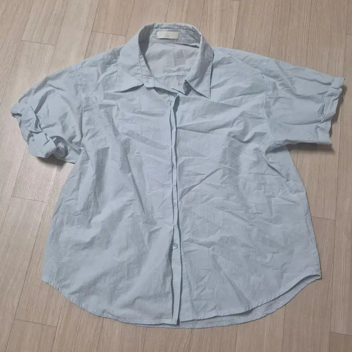 [BUNJANG] Vintage Sky Blue Short Sleeve Shirt / 홍대 빈티지하늘색 반팔 셔츠