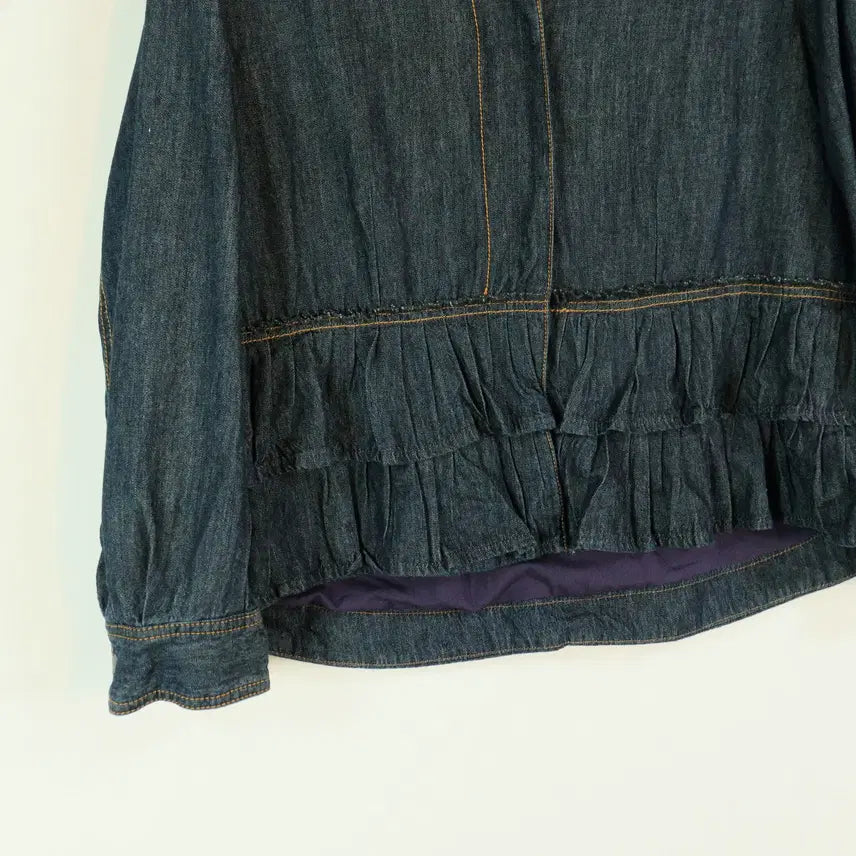 [BUNJANG] PAUL &amp; JOE Frill Denim Jacket / PAUL &amp; JOE 데님 프릴 자켓 77 여성 크롭 데님자켓