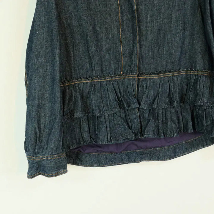 [BUNJANG] PAUL &amp; JOE Frill Denim Jacket / PAUL &amp; JOE 데님 프릴 자켓 77 여성 크롭 데님자켓