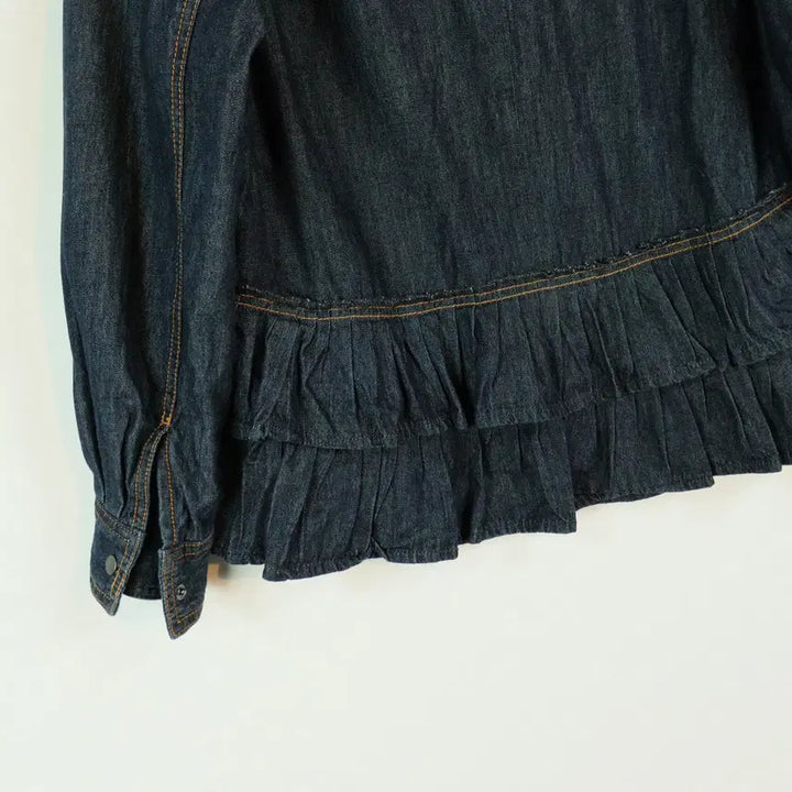 [BUNJANG] PAUL &amp; JOE Frill Denim Jacket / PAUL &amp; JOE 데님 프릴 자켓 77 여성 크롭 데님자켓