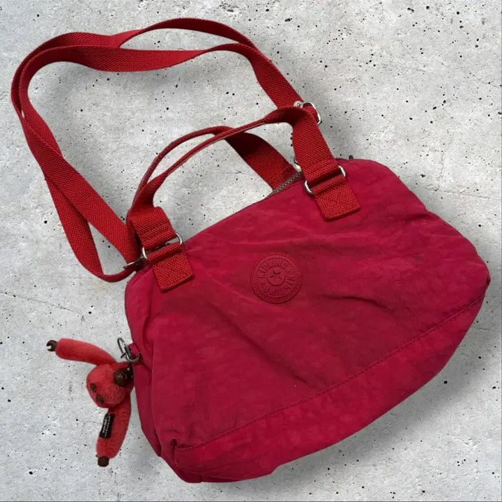 [BUNJANG] Kipling Red Pink Tote Crossbody Bag with Keyring / 키플링 레드 핑크 토트백 크로스백 + 키링