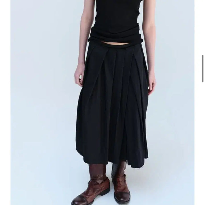 [BUNJANG] Repos Black Pleated Midi Skirt / 리포스 블랙 플리츠 스커트