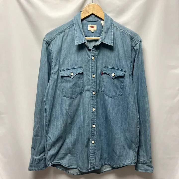 [SOLD OUT] [정품/M] 리바이스 데님 연청 백프린팅 셔츠