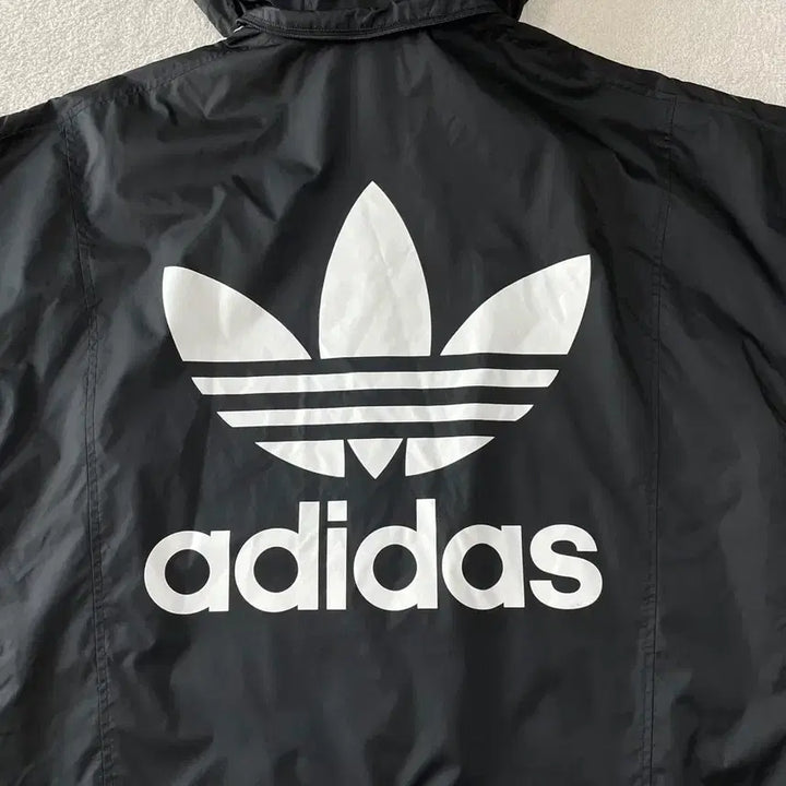 [BUNJANG] Adidas Long Windbreaker Jacket (Black, Size L) / L 아디다스 백로고 롱 윈드 바람막이 락업 자켓 100