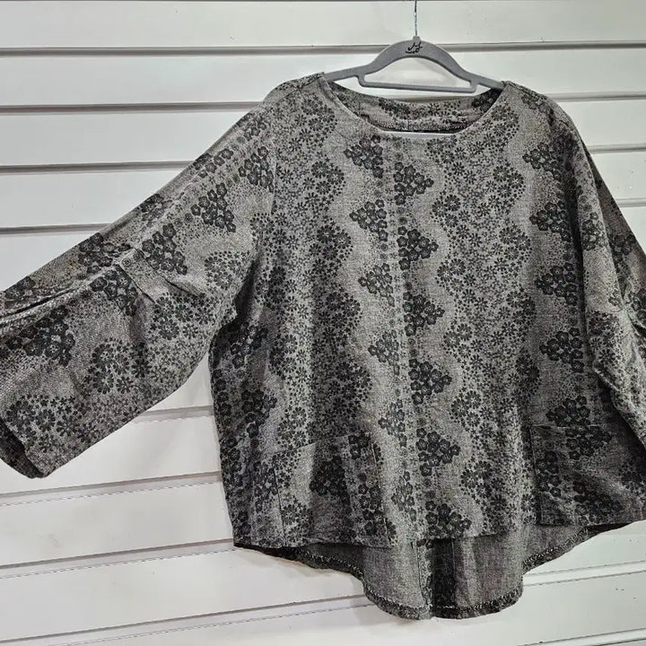[SOLD OUT] 브라운 플라워패턴 면 블라우스/보물찾기천사