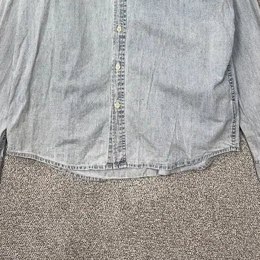 [BUNJANG] True Religion Embroidered Logo Light Blue Denim Shirt XL / 트루릴리젼 자수 로고 연청 데님 셔츠 XL