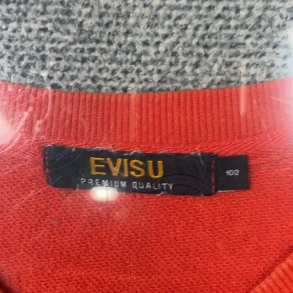 [BUNJANG] EVISU Orange Printed Sweatshirt / 에비수 프린팅 오렌지 맨투맨 100