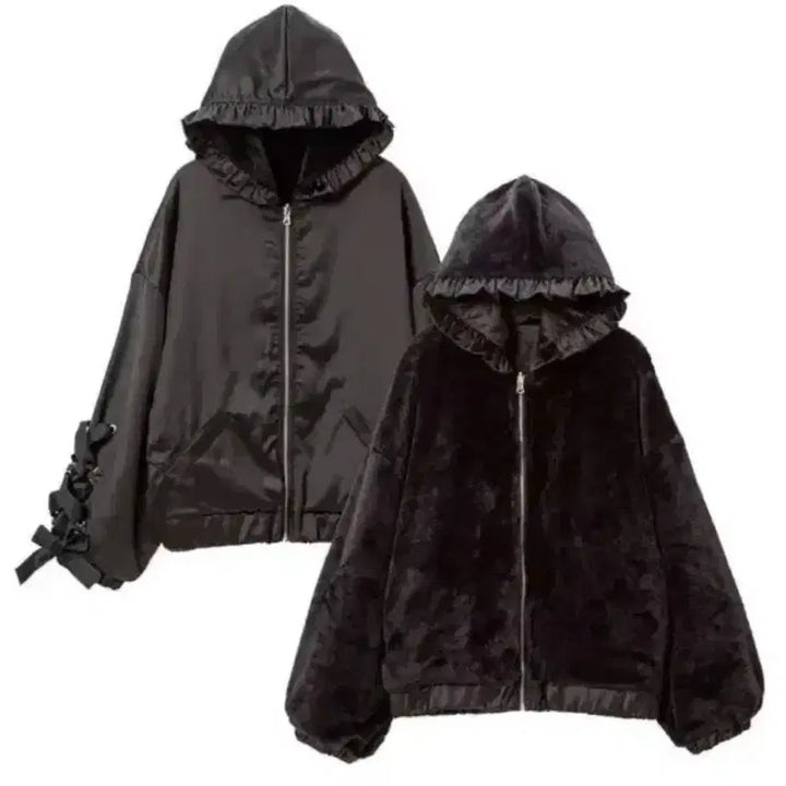 [BUNJANG] Dear My Love Reversible Blouson Jacket [Black] / 디어마이러브 리버시블 블루종 자켓 [블랙]