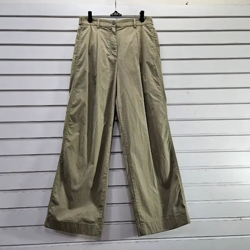 [BUNJANG] Beige Wide-Leg Elastic Waist Pants / 연카키베이지 면스판 살짝 와이드 밴딩바지/보물찾기천사