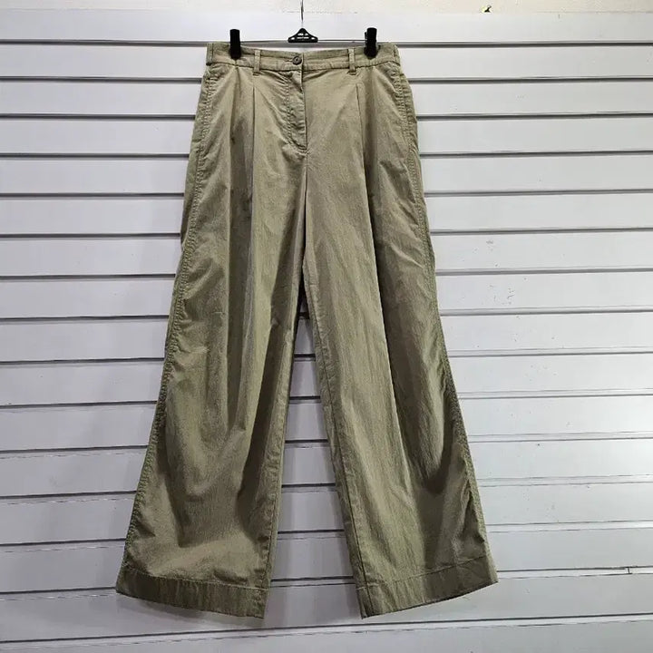 [BUNJANG] Beige Wide-Leg Elastic Waist Pants / 연카키베이지 면스판 살짝 와이드 밴딩바지/보물찾기천사